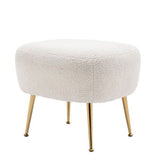 Modern Comfy Leisure Accent Chair Teddy Short Plush Particle Velvet Armchair with Ottoman for Living Room