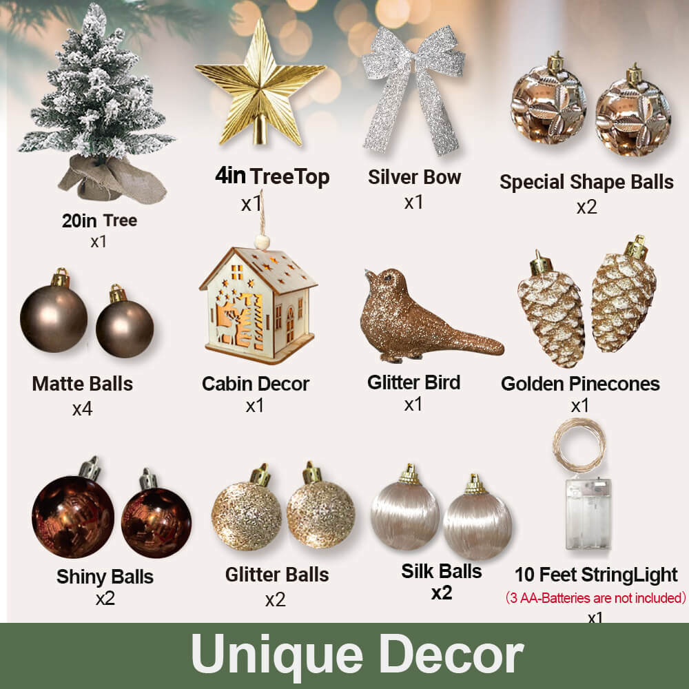 2ft Tabletop Christmas Tree with Light Christmas Decoration with Flocked Snow