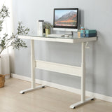 Modern Tempered Glass Standing Desk with Adjustable Height and Metal Drawer - 48 x 24 Inches
