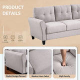Modern Living Room Sofa Set Linen Upholstered Couch Furniture for Home or Office