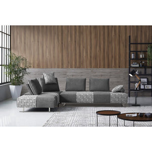 Modern Fabric Modular Sectional Sofa Bed Black & Gray Fabric, Stainless Steel, Solid Wood