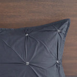 Pinched Embroidered 3-Piece Comforter/Duvet Cover Set, Navy