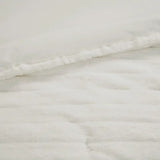 Striped Faux Fur Plush Comforter Mini Set, Ivory