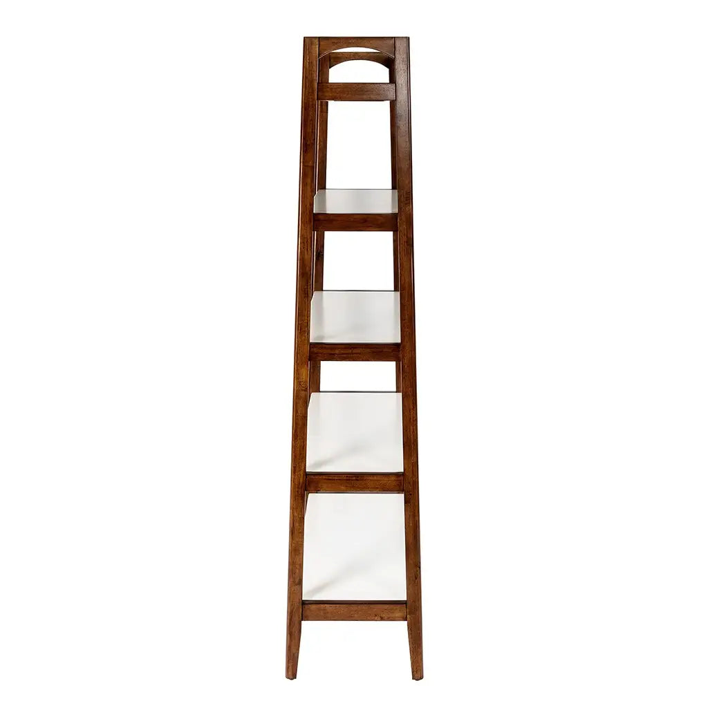 Wood White-Top Bookcase Display Shelf, Pecan (LTL)