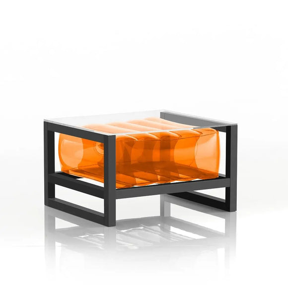 Design coffee table in aluminium and TPU Crystal Orange