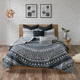 Boho Geo 7-Piece Comforter, Duvet Cover, Coverlet Set, Black