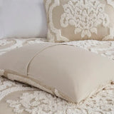 Tufted Chenille Damask Comforter/Duvet Cover Mini Set, Taupe