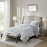 Long Faux Fur Comforter Mini Set, Grey