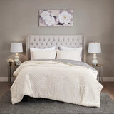 Embossed Sherpa Faux Mink Comforter Mini Set, Ivory