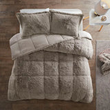 Shaggy Fur 3-Piece Comforter or Duvet Cover Set, Grey