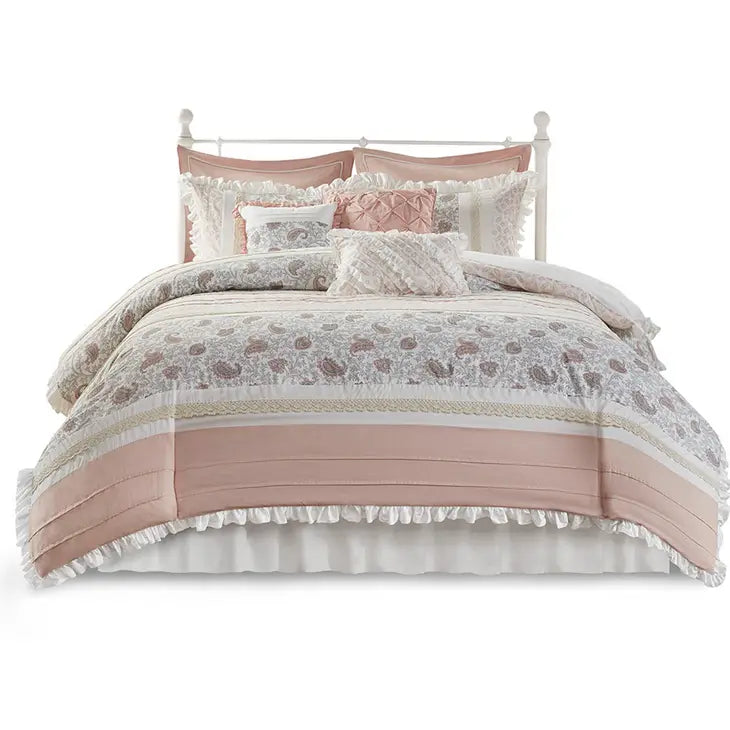 Shabby Chic 9-Piece Comforter Set, Blush