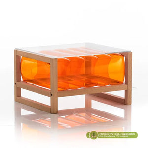 Design coffee table in wood and TPU Crystal Orange
