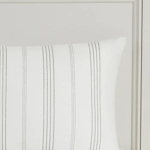 Modern Farmhouse Comforter/Duvet Cover Set, White Grey