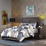 Ikat Chevron 3-Piece Comforter or Duvet Cover Set, Navy Blue