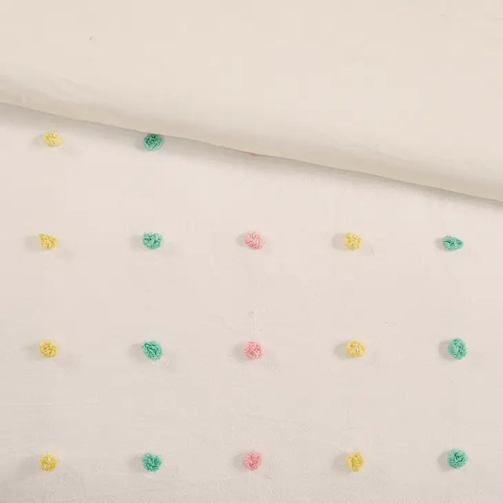 Pom-Pom Rainbow Comforter, Duvet Cover, Coverlet Set, Pastel
