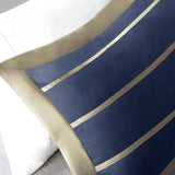 Stripes 4-Piece Comforter/Duvet Cover Set, Navy Blue/Khaki