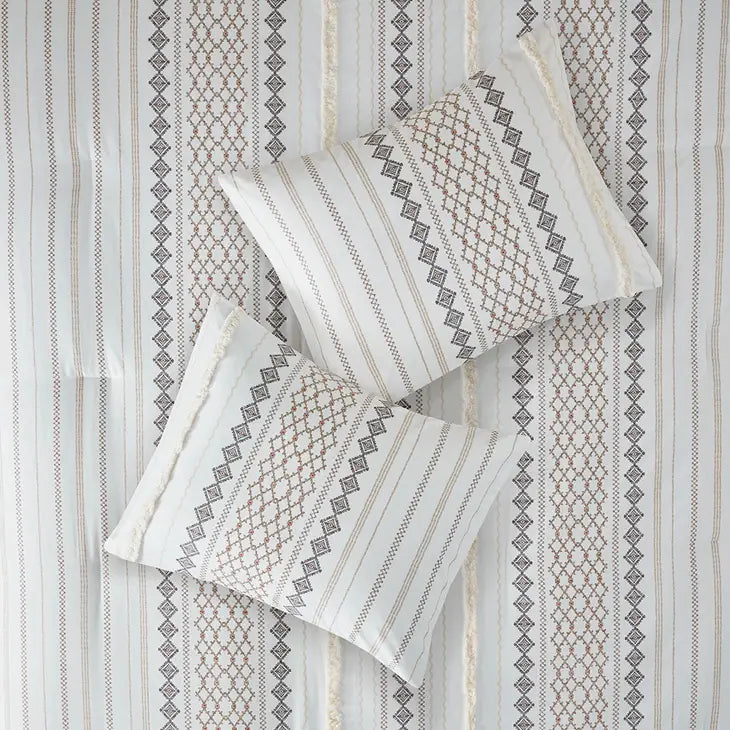 Microfiber Chenille Trim 5-Piece Comforter Set, White