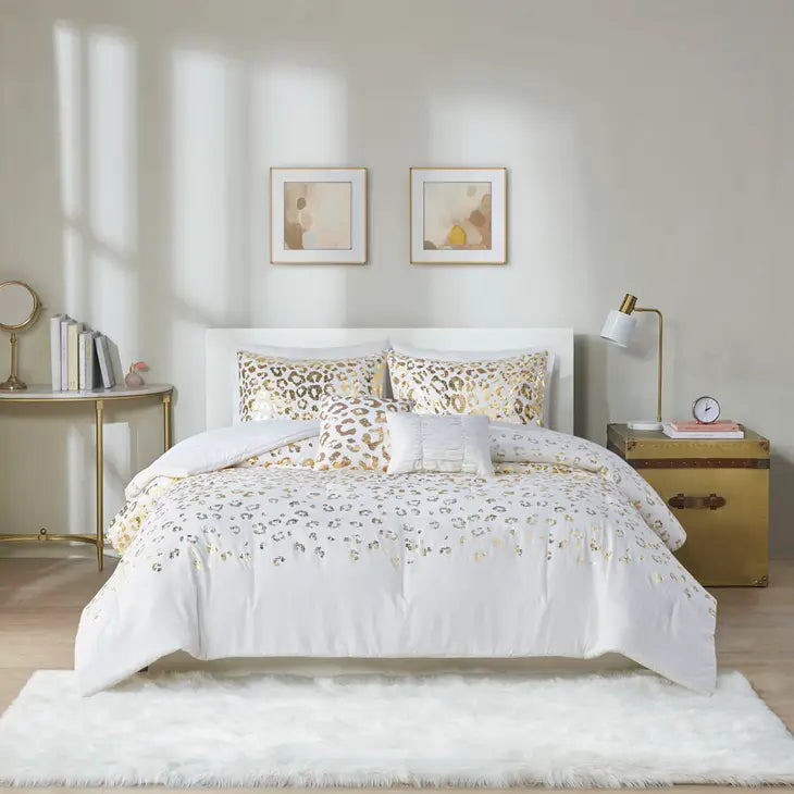 Gold Leopard Comforter/Duvet Cover Set