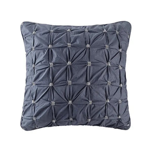 Pinched Embroidered 3-Piece Comforter/Duvet Cover Set, Navy