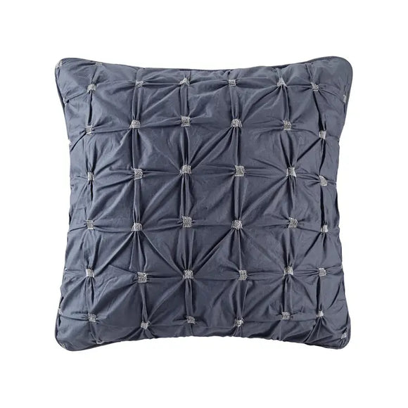 Pinched Embroidered 3-Piece Comforter/Duvet Cover Set, Navy