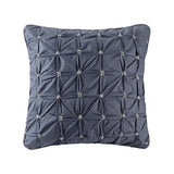 Pinched Embroidered 3-Piece Comforter/Duvet Cover Set, Navy