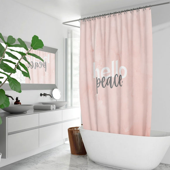 Peach Marble Hello Peace Graphic Style Quick-Drying Fabric Shower
