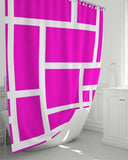 Pink And White Block Style Shower Curtain 72"X72"