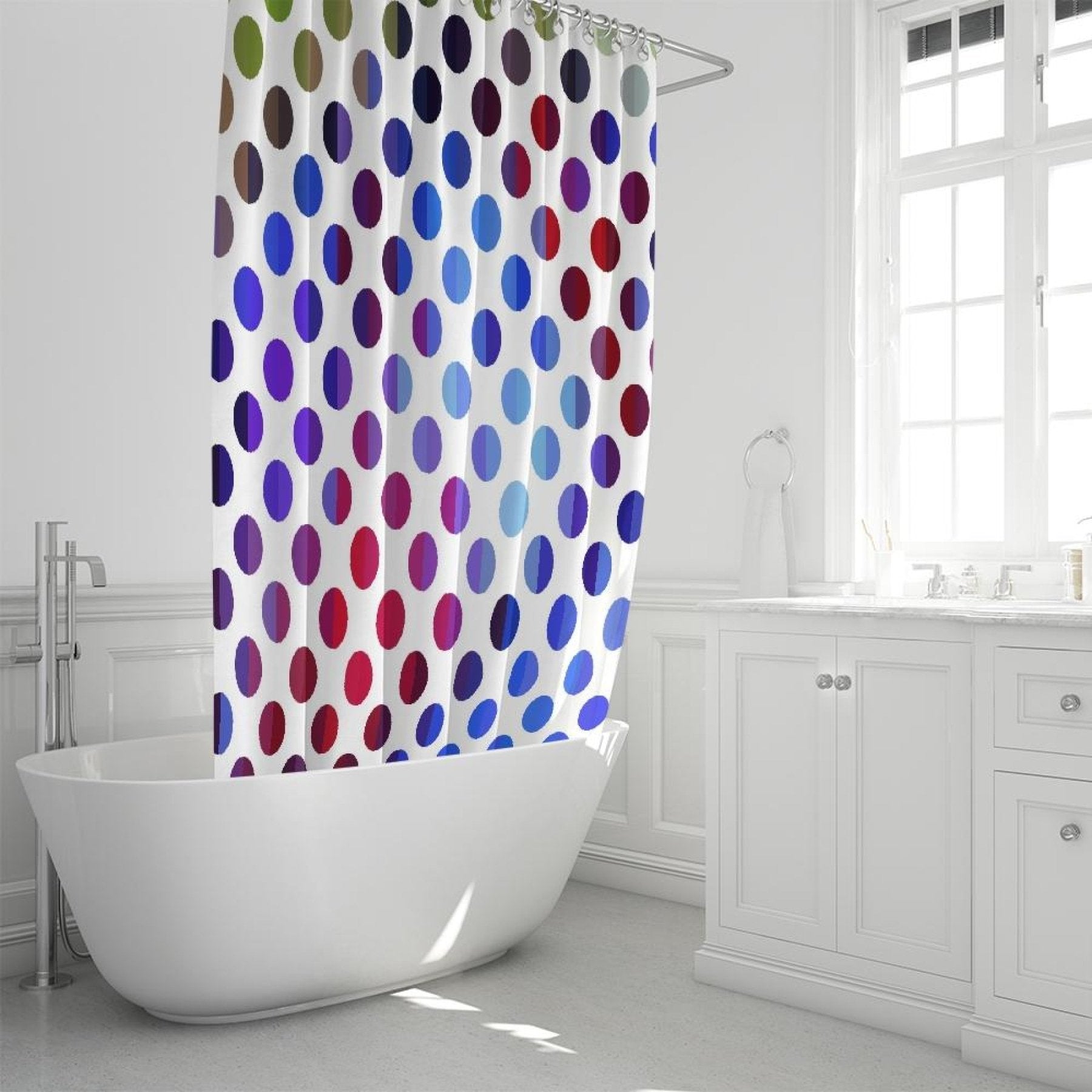 Decorative Shower Curtain - Polka Dot Fusion Style Curtain 72x72 inch