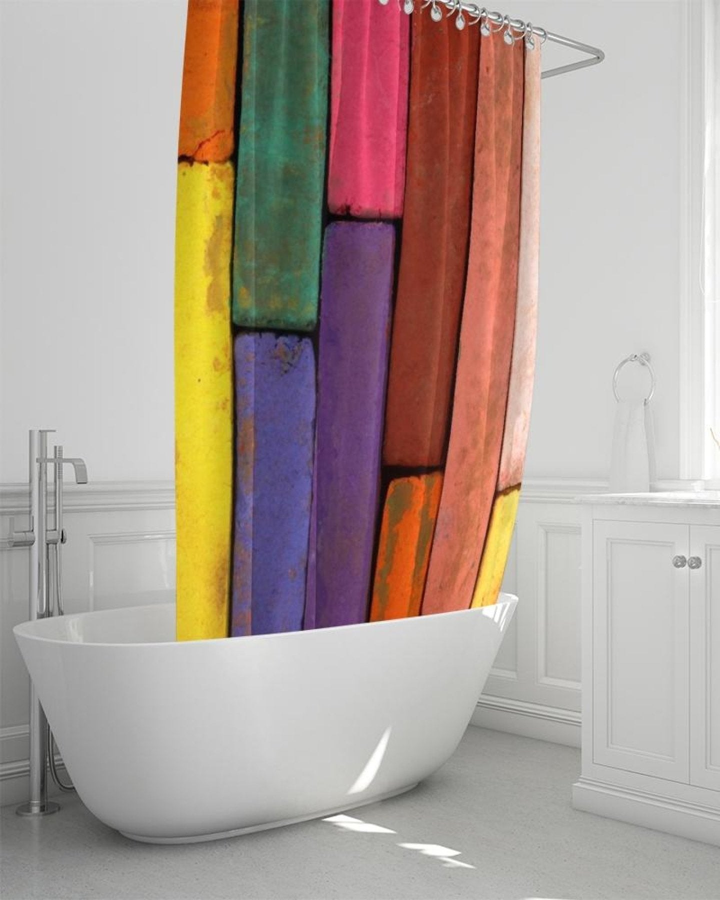 Rainbow Brick Style Shower Curtain 72"X72"