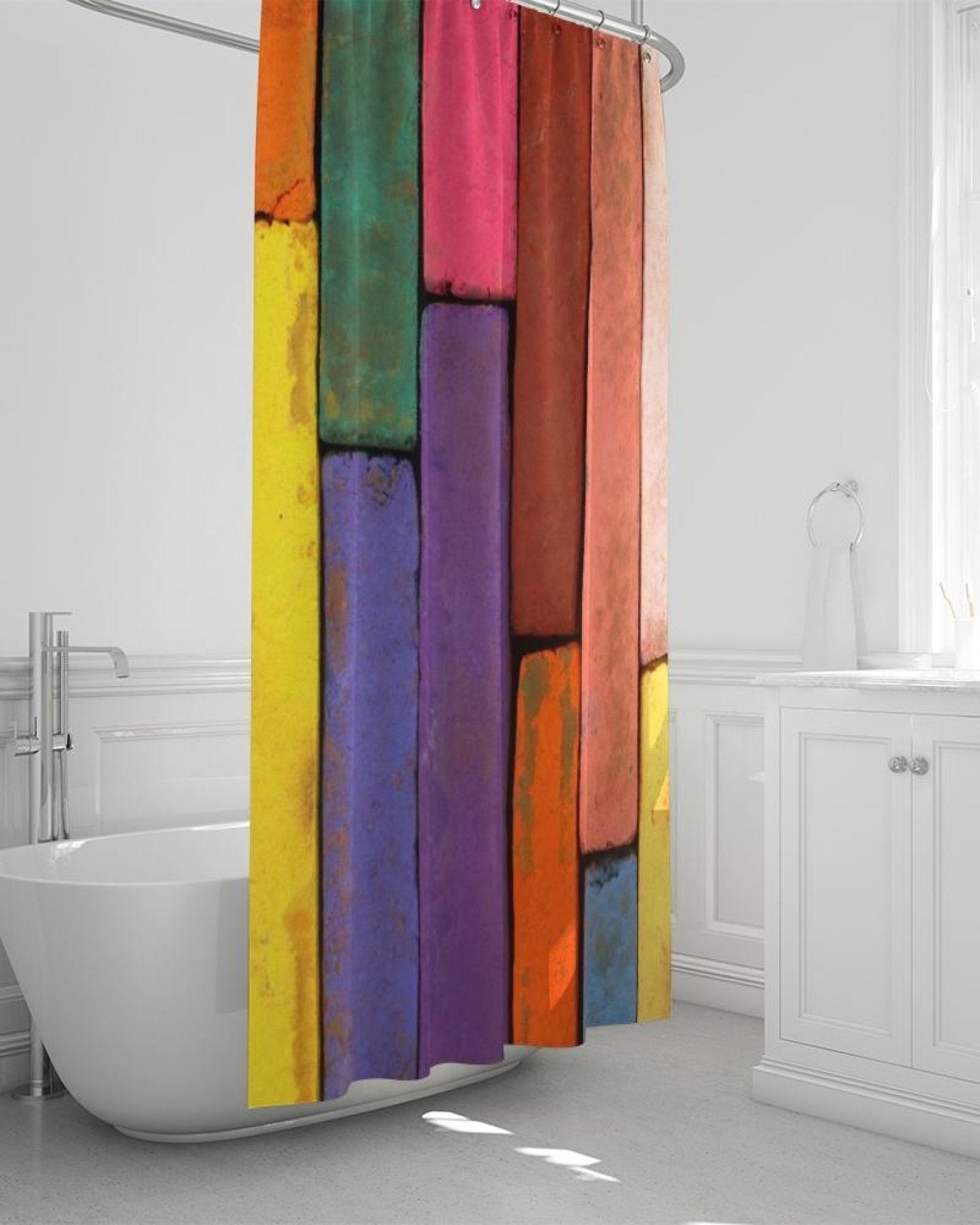 Rainbow Brick Style Shower Curtain 72"X72"