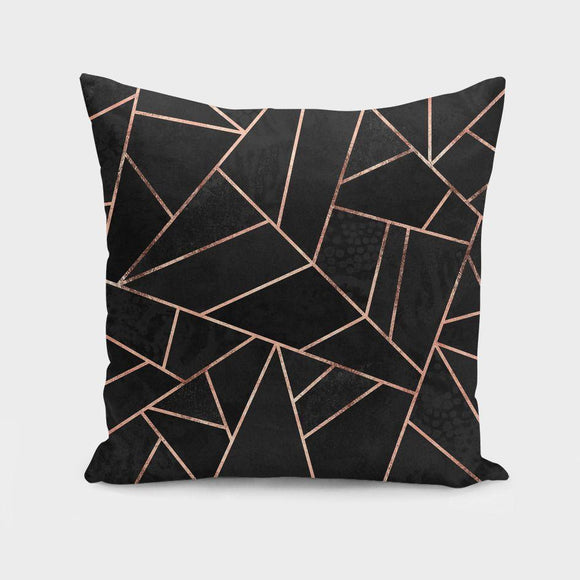 Velvet Black & Rose Gold Cushion/Pillow