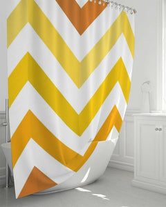 Yellow And White Herringbone Shower Curtain 72"X72"